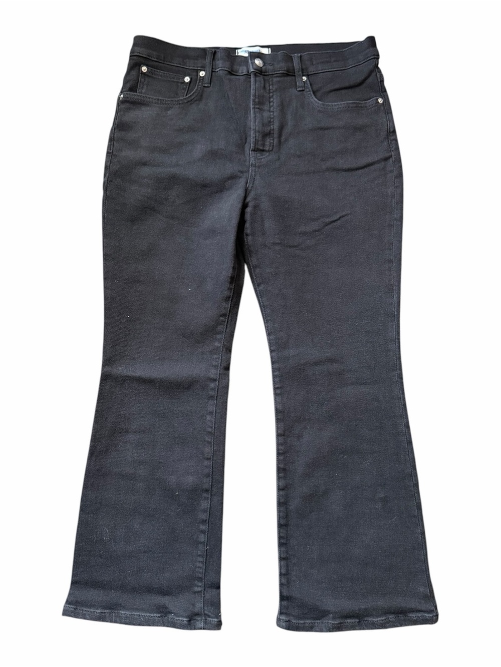 Madewell The Stretch Flare Crop Jeans Super Stretch Denim Black Frost Size 31